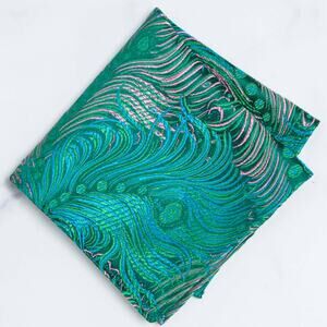 Peacock Pattern Pocket Square | Teal/Pink
